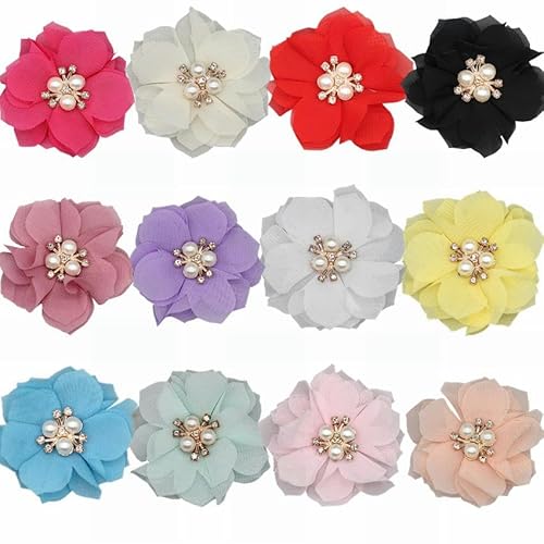 ZCHNB 4 * 10 CM 5/10 STÜCKE Perle Pflaumenblüte Silber Chiffon Stoff Blume Anstecknadel Abzeichen Blume Corsage Satin Blume Anstecknadel Brosche Anstecknadel Für Frauen von ZCHNB