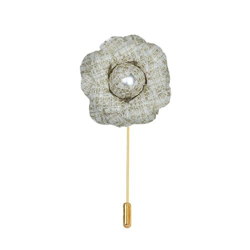 ZCHNB 4 * 9 CM 10 STÜCKE Grünes Gitter Perle Gold Pin Satin Blume Anstecknadel Abzeichen Blume Corsage Satin Blume/Rose Anstecknadel Brosche Pin Für Frauen Braut von ZCHNB