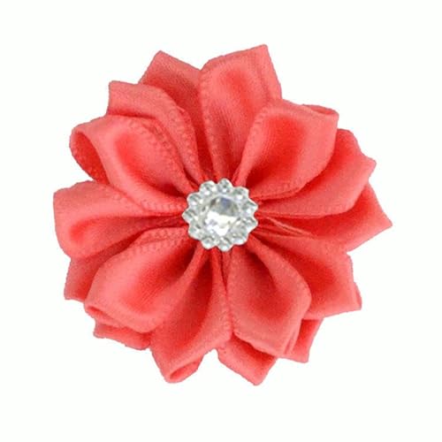 ZCHNB 4 x 9 cm 20 Stück Strass silberfarbene Satin-Blumen-Anstecknadel Blumen-Corsage Satin-Rose Blume/Rose Anstecknadel Brosche für Frauen und Braut von ZCHNB