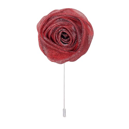 ZCHNB 5 * 10 cm 6 Stück Pailletten Silber Organza Stoff Blume Anstecknadel Abzeichen Blume Corsage Satin Blume/Rose Anstecknadel Brosche Pin für Frauen Braut von ZCHNB