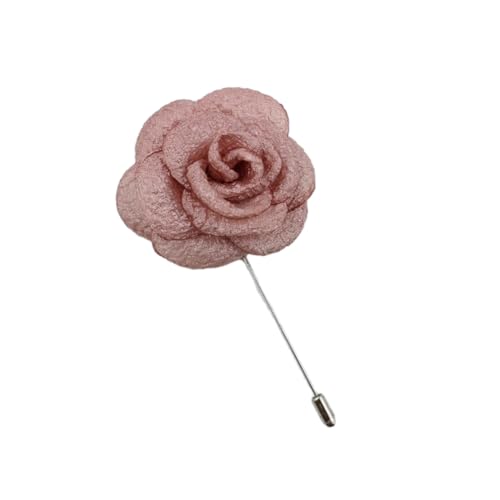 ZCHNB 5 x 10 cm 6/12 Stück silberfarbene Anstecknadel mit Satin-Blumen-Anstecker Blumen-Anstecker Satin-Rose Blume/Rose Anstecknadel Brosche für Männer und Frauen von ZCHNB