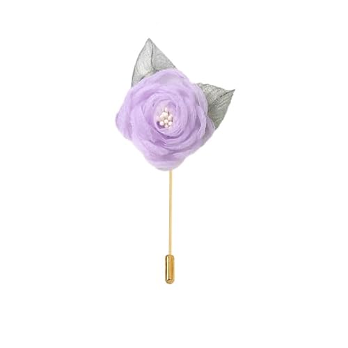 ZCHNB 7 * 11 CM 5 STÜCKE Kamelie Gold Satin Blume Anstecknadel Abzeichen Blume Corsage Satin Blume/Rose Anstecknadel Brosche Pin Für Frauen Braut von ZCHNB