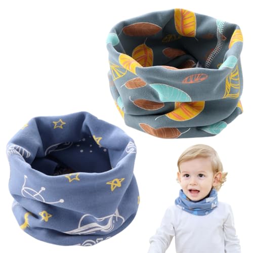 2 Stück Kinder Schals Baby Jungen Mädchen Baumwolle Warmer Halstücher Multifunktionstuch Kinder für Winter Herbst Frühling（Blauer/Grün） von ZCSOWE