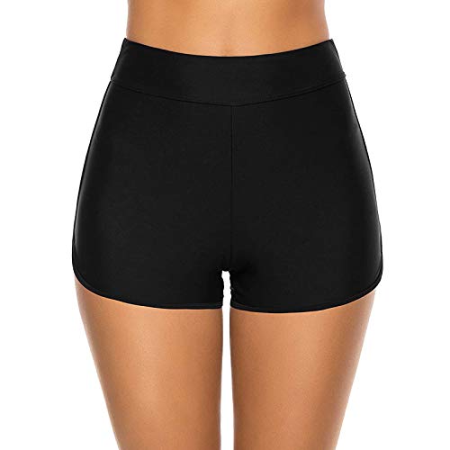 ZDJH Badeshorts Frauen Bikini-Badehose Mit Hoher Taille Damen Bikinihose Schwimmshorts Boardshorts Hotpants Klassisch Schwarze Badehose Strandhose Grosse Grössen für Schwimmen, L von ZDJH