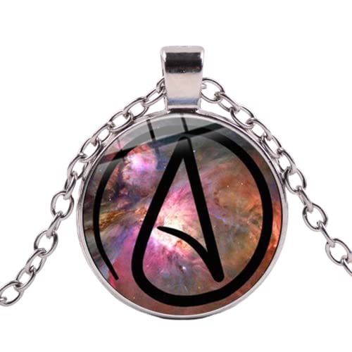 Atheist Atheismus Symbol Halskette Glas Cabochon Antitheist Statement Halskette Mode Frauen Männer Handmade Anhänger Schmuck Geschenk Neu, Zinklegierung von ZEIA3