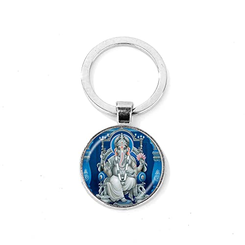 Ganesha Schlüsselanhänger Gott des Glücks indischer Elefant Glas Anhänger Schlüsselanhänger Tasche Auto Schlüsselanhänger Buddha Geist Glaube Schmuck, weiß, L von ZEIA3