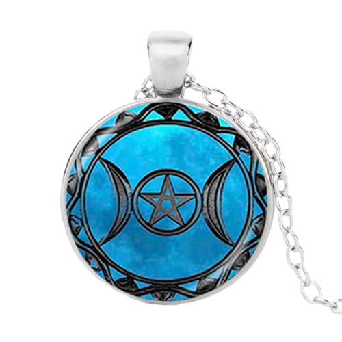 Göttin Anhänger Pentagramm Halskette Hexe Schmuck Glas Kuppel Wicca Halskette Runde Kette Charm Wicca Schmuck, Zinklegierung von ZEIA3