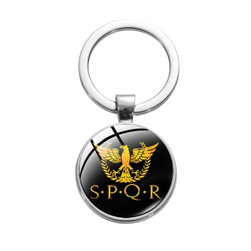 Retro Roman Empire Schlüsselanhänger SPQR römische kaiserliche Legion Symbol Schlüsselanhänger Hochwertige Glaskuppel Handwerk Charm Schlüsselanhänger, weiß, L von ZEIA3