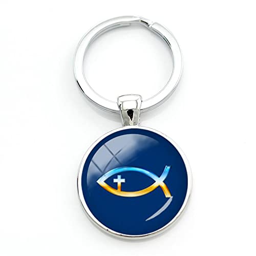 Schlüsselanhänger christlicher Fisch Schlüsselanhänger christliches Fisch Symbol mit Kruzifix Charm Farbe Frauen Schmuck Glaube Geschenk, weiß, L von ZEIA3