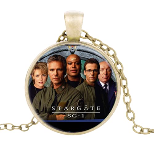 Stargate Five Men Foto Anhänger Halskette Cabochon Vintage schwarze Kette Statement Halskette für Damen und Herren, Zinklegierung von ZEIA3