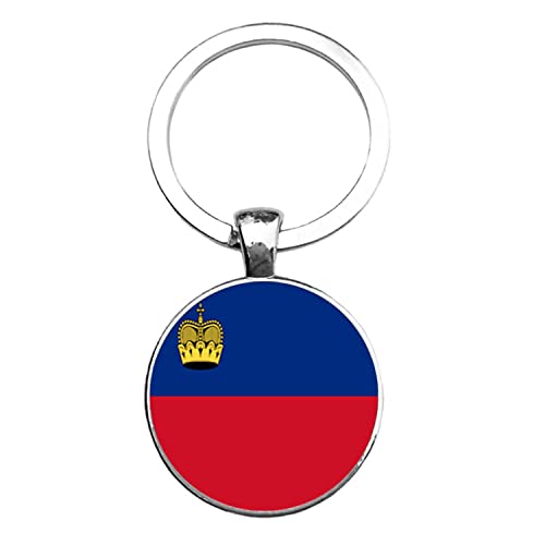 Trendiger handgefertigter Schlüsselanhänger mit Litauen/Liechtenstein-Flagge, Schlüsselanhänger aus Glas, Cabochon-Schmuck, weiß, L von ZEIA3