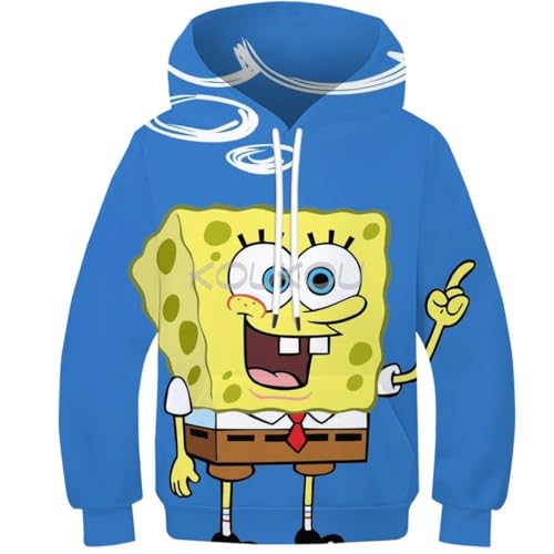 Spongebob Schwammkopf Langarm Kinder 3D-Druck Jungen Sweatshirt Mode Lässig Hoodie Cartoon Coole Kinder Hoodies Herbst Pullover 9-11 Jahre von ZELLYA