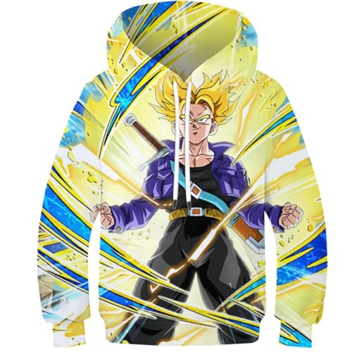 ZELLYA 3D Jungen Mädchen Sweatshirts Dragon Ball Bedruckte Hoodies Lässige Pullover Kapuzen Langarm Sweatshirts Herbst/Winter Kleidung Mit Tasche 10-12 Jahre von ZELLYA