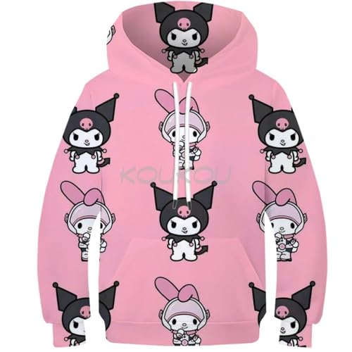 ZELLYA Mode Kuromi Hoodies Teen Mädchen Jungen 3D Gedruckt Kapuzenpullover Kinder Hoodie Lose Pullover Herbst Kinder Kleidung Streetwear 9-11 Jahre von ZELLYA