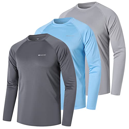 ZENGVEE 3er Pack UV Shirt Herren Rashguard UPF 50+ UV Schutz Shirt Schwimmshirt Herren Lässig Sonnenschutz Sport Tshirt Männer Atmungsaktiv für Wasser Surfen Schwimmen (0618-Gray Blue DarkGray-2XL) von ZENGVEE