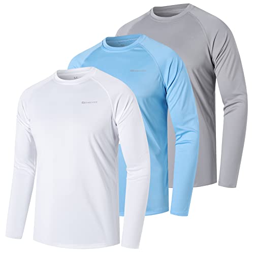 ZENGVEE 3er Pack UV Shirt Herren Rashguard UPF 50+ UV Schutz Shirt Schwimmshirt Herren Lässig Sonnenschutz Sport Tshirt Männer Atmungsaktiv für Wasser Surfen Schwimmen (0618-White Blue Gray-2XL) von ZENGVEE