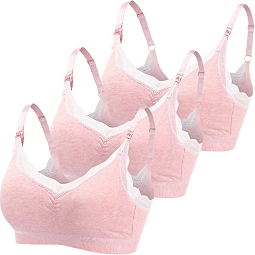 ZESLIV Damen Nahtloser Still-BH aus Baumwolle 3er Pack Schwangerschafts BH Rosa Ohne Bügel Spitze Mutterschaft BH ZESLIV Damen Nahtloser Still-BH aus Baumwolle 3er Pack Schwangerschafts BH Rosa Ohne Bügel Spitze Mutterschaft BH von ZESLIV