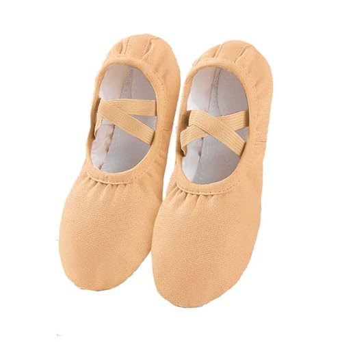 ZFUNKQ Ballettschuhe für Mädchen, Damen, Tanzschuhe, Ballerinas, Kinder, Kleinkinder, Leder, Ballett, Tanz, Slipper, Yoga-Schuhe, camel, 23 EU von ZFUNKQ