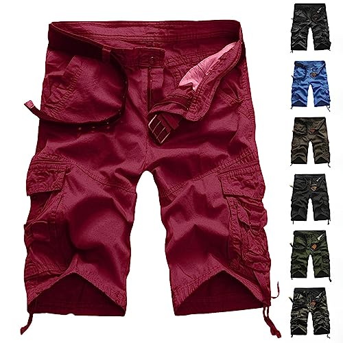 ZGIDDAZ Kurze Hosen Herren Bermuda Shorts Herren Kurze Hosen Herren Sport Kurze Jogginghose Herren Reissverschluss Einfarbige Kurze Hosen Herren Mit Taschen Cargohose Herren Short Grau 36 von ZGIDDAZ