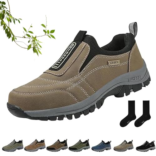 Enjerr Orthopädische Schuhe für Herren, Bequeme wasserdichte Orthopädische Walkingschuhe Wanderschuhe Outdoor rutschfeste Leichte Slip On Sneakers, khaki, 43 EU Enjerr Orthopädische Schuhe für Herren, Bequeme wasserdichte Orthopädische Walkingschuhe Wanderschuhe Outdoor rutschfeste Leichte Slip On Sneakers, khaki, 43 EU von ZHCBAUA