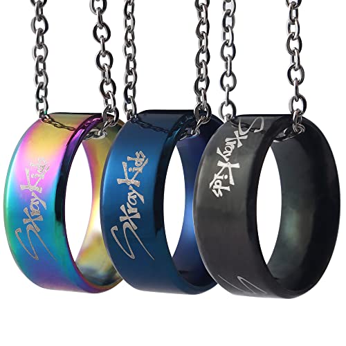 3 Pack Kpop Stray Kids Merch Ring mit Halskette, Stray Kids Edelstahlschmuck für Geschenke von ZHENGGE