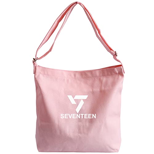 ZHENGGE Kpop SEVENTEEN Merchandise Canvas Schultertasche, Hobo Crossbody Handtasche Casual Tote, rose von ZHENGGE