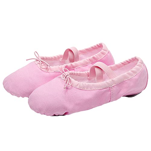 ZHENSI Ballettschuhe, Damen-Tanzschuhe Aus Segeltuch Wildleder Geteilte Sohle Gymnastik-Yoga-Schuhe Für Jungen Und Mädchen,Rosa,33 EU von ZHENSI