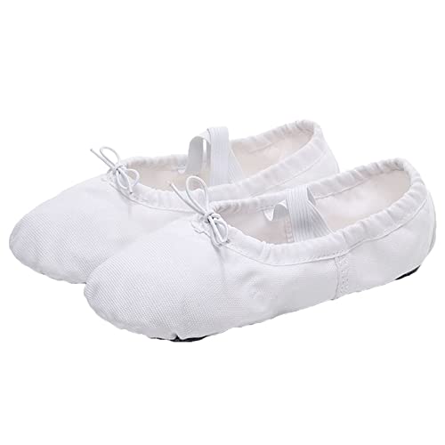 ZHENSI Ballettschuhe, Damen-Tanzschuhe Aus Segeltuch Wildleder Geteilte Sohle Gymnastik-Yoga-Schuhe Für Jungen Und Mädchen,Weiß,33 EU von ZHENSI