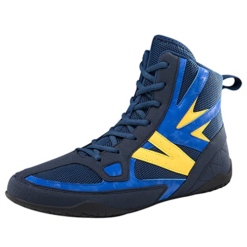 ZHENSI Boxschuhe Für Herren, Wrestling-Sneaker Für Kinder Barfuß-Boxschuhe Für Den Innenbereich Kampfsport Fitnessstiefel,Blau,35 EU von ZHENSI