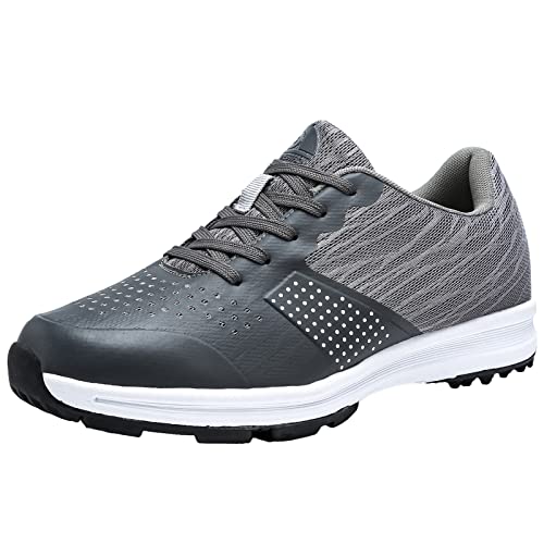 ZHENSI Herren-Golfschuhe, wasserdichte Outdoor-Golf-Trainingsschuhe Ohne Spikes Komfort,Grau,39 EU von ZHENSI