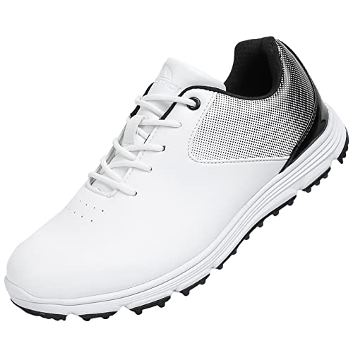 ZHENSI Herren-Golfschuhe, wasserdichte Spikeless-Golf-Trainingsschuhe Outdoor-Sneaker Große Größe,Schwarz,41 EU von ZHENSI