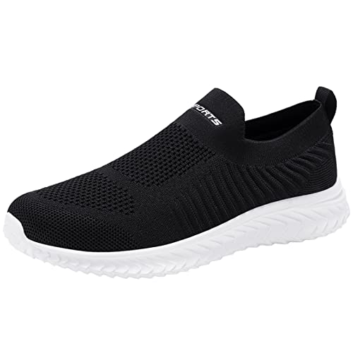 ZHENSI Herren-Slip-On-Sneaker Mesh Leicht Walking Laufschuhe Weicher Boden Puffer Lässig,Weiß,41 EU von ZHENSI