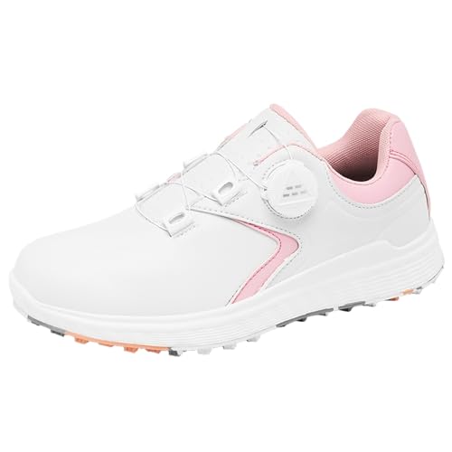 ZHENSI wasserdichte Damen-Golfschuhe Drehbar Geschlossen Ohne Spikes Outdoor-Sneaker,Rosa,40 EU von ZHENSI