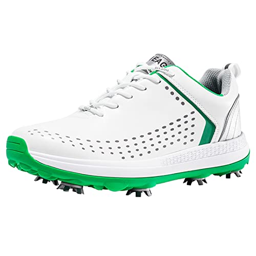 ZHENSI wasserdichte Golfschuhe, Herren Mit 8 Spikes Professionelle Golf-Trainingsschuhe Leichter Komfort,Grün,45.5 EU von ZHENSI