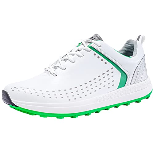 ZHENSI wasserdichte Herren-Golfschuhe, Spikeless-Turnschuhe rutschfeste Lässige Golf-Trainingsschuhe Für Den Außenbereich,Grün,45.5 EU von ZHENSI