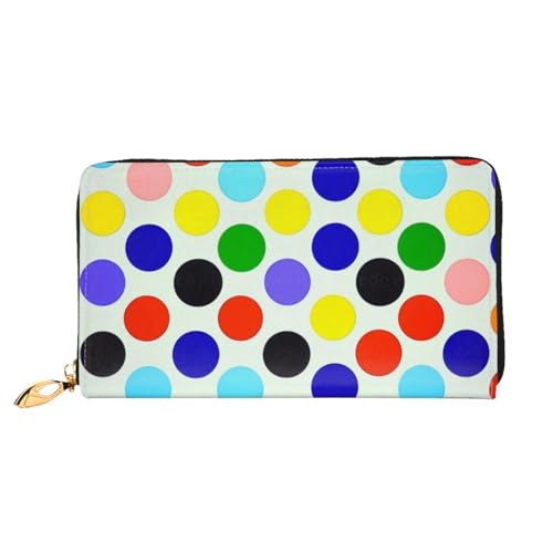 ZHONGSK Damen Leder Geldbörse - Stilvolle Lange Geldbörse Geldbörse mit Reißverschluss Clutch Bag - Münzkreditkartenhalter Organizer - Schwarz und Weiß Polka Dot, Schön gepunktet, Einheitsgröße von ZHONGSK