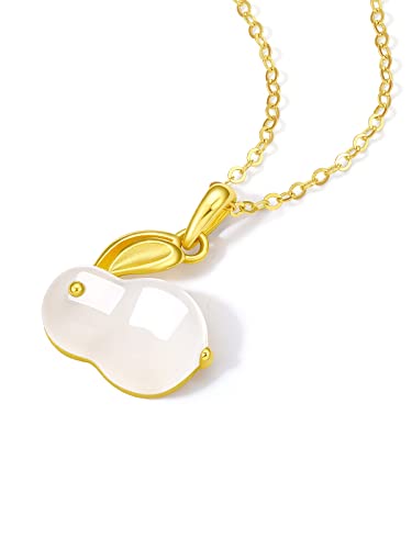 24K massiver Gold Anhänger für Frauen, echte reine Gold weiß Nephrit Jade Schmuck zierlicher glücklicher Hase Sternzeichen Anhänger für Männer Teenager Mädchen Halskette nicht enthalten (Kaninchen) von ZHOU LIU FU