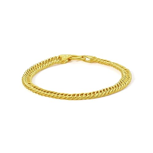 ZHOU LIU FU 999 24K Gelbgold Armbänder für Damen, echtgold einfacher zierlicher Schmuck Doppelschnallen GoldArmband für Männer Teenager Mädchen Jungen Paare Liebhaber Geschenke von ZHOU LIU FU