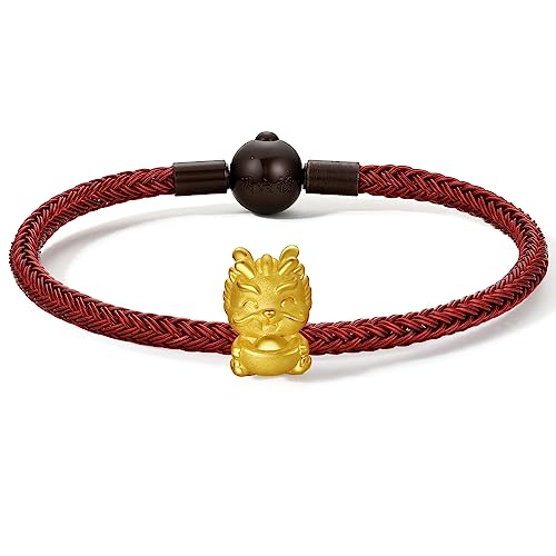 ZHOU LIU FU 24K Massivgold Armband echter reiner Goldschmuck Charm Armband Glücksbringer chinesisches Sternzeichen Gargon für Damen Herren Teenager Mädchen 6 von ZHOU LIU FU