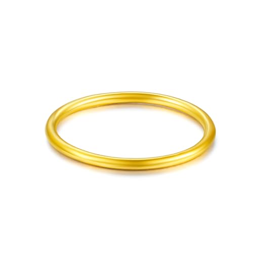 ZHOU LIU FU 24K Real GolD Ring Simple Unisex 999 Gold Ring mit Schmuckschatulle für Frauen Männer Paar Liebhaber Freund Freundin Geburtstag Jubiläum (Größe: 46.5-61.9) von ZHOU LIU FU