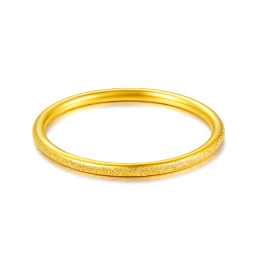 24k fester goldener Ring für Frauen reines Gold einfacher Ring Unisex Männer Paar Liebhaber Freund Freundin Freundin Geburtstag Jubiläum mit Schmuckschachtel ZHOU LIU FU von ZHOU LIU FU