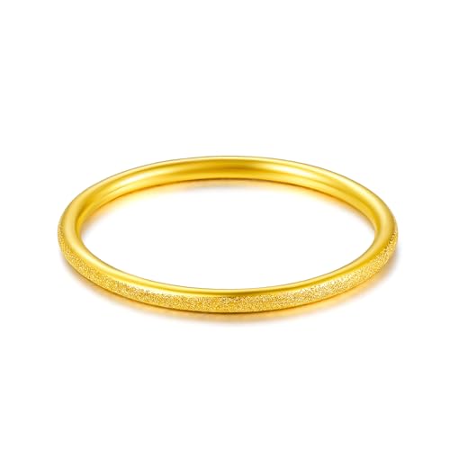 ZHOU LIU FU 24k fester goldener Ring für Frauen reines Gold einfacher Ring Unisex Männer Paar Liebhaber Freund Freundin Freundin Geburtstag Jubiläum mit Schmuckschachtel von ZHOU LIU FU