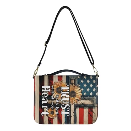 ZIATUBLES Bibelhüllen, Motiv: Trust Heart USA-Flagge, Sonnenblumenkreuz, Bibelschutz, Tasche mit Schultergurt, tragbarer Buchhalter, Packung für Gebet, Bibelstudium, M ZIATUBLES Bibelhüllen, Motiv: Trust Heart USA-Flagge, Sonnenblumenkreuz, Bibelschutz, Tasche mit Schultergurt, tragbarer Buchhalter, Packung für Gebet, Bibelstudium, M von ZIATUBLES