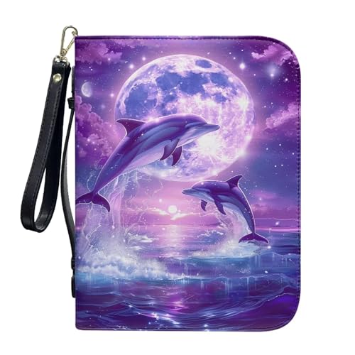 ZIATUBLES Kunstleder-Bibelhülle, Kirche, Bibeltasche, Buch-Organizer, Halter für Gebet, christlich, L-2XL, Lila Meer Delfin Mond, XL ZIATUBLES Kunstleder-Bibelhülle, Kirche, Bibeltasche, Buch-Organizer, Halter für Gebet, christlich, L-2XL, Lila Meer Delfin Mond, XL von ZIATUBLES