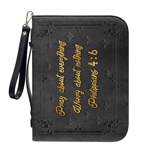 ZIATUBLES Kunstleder-Bibelhülle, Kirche, Bibeltasche, Buch-Organizer, Halter für Gebet, christlich, L-2XL, Schwarzer Bibelvers im Vintage-Stil, L ZIATUBLES Kunstleder-Bibelhülle, Kirche, Bibeltasche, Buch-Organizer, Halter für Gebet, christlich, L-2XL, Schwarzer Bibelvers im Vintage-Stil, L von ZIATUBLES