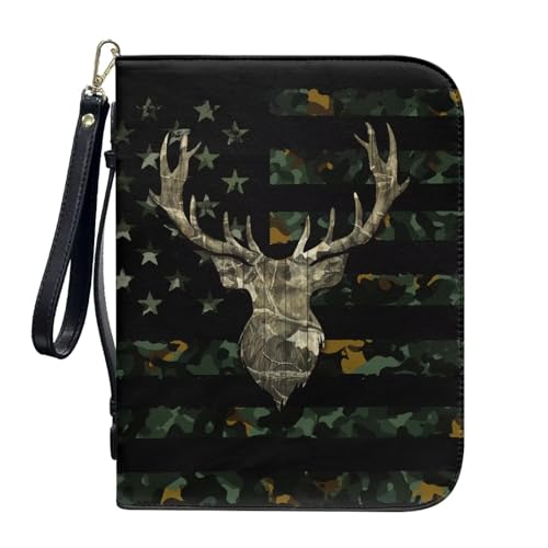 ZIATUBLES Kunstleder-Bibelhülle mit Riemen, Kirchen-Bibeltasche für Damen, christliche Tasche, Schriftschutz, L-2XL, Geweih mit amerikanischer Flagge, Tarnmuster, XXL ZIATUBLES Kunstleder-Bibelhülle mit Riemen, Kirchen-Bibeltasche für Damen, christliche Tasche, Schriftschutz, L-2XL, Geweih mit amerikanischer Flagge, Tarnmuster, XXL von ZIATUBLES