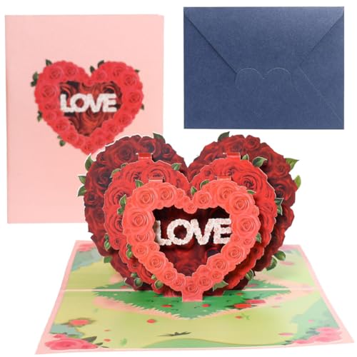 3D Karte, Herzform Rot Rose Pop Up 3D Karte Grußkarte mit Umschlag, Hochzeitskarten, Valentinstag Karte für Hochzeitstag, Hochzeitsgeschenk, Geburtstag, Hochzeitseinladung 3D Karte, Herzform Rot Rose Pop Up 3D Karte Grußkarte mit Umschlag, Hochzeitskarten, Valentinstag Karte für Hochzeitstag, Hochzeitsgeschenk, Geburtstag, Hochzeitseinladung von ZILZUFA