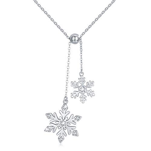 ZIPPICE Schneeflocke Halskette für Damen 925 Sterling Silber Schneeflocke Kette Winter Weihnachten Chain Halskette mit 3A Zirkon Anhänger Schmuck Geschenke für Frauen Mädchen von ZIPPICE