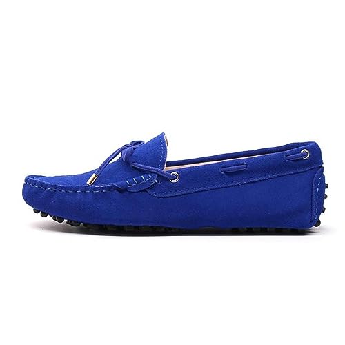 ZIRIA Flache Damenschuhe für Frühling und Sommer, echtes Leder, lässige Loafers, zum Hineinschlüpfen, blau, 38 EU von ZIRIA