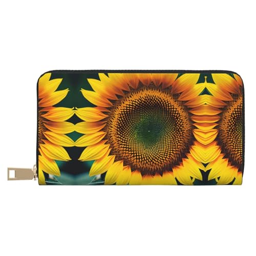 Wunderschöner Feuerwerk-Druck, außergewöhnlich lange Kunstleder-Reisebrieftasche mit Reißverschluss, entworfen für Damen, You are My Sunshine Sunflower, Einheitsgröße von ZISHAK